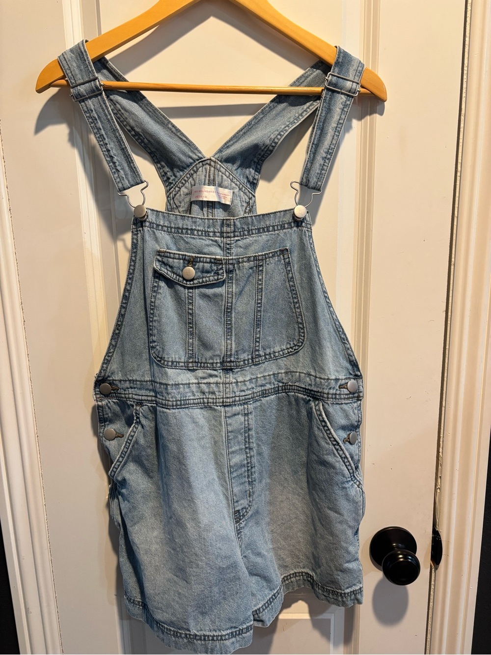 No Boundaries Light Blue Denim overall shorts